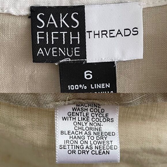Saks FIFTH AVENUE Threads Linen Button Front Blazer Jacket Tan 6 - Picture 10 of 10